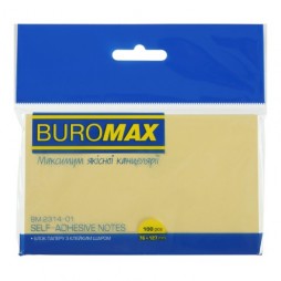 Блок для нотаток із клейким шаром Buromax 76x127 мм 100 аркушів жовтий ВМ. 2314-01