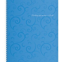 Зошит на пружинi Buromax Barocco, В5, 80 аркушiв, клiтинка, блакитний, пласт. обкл. ВМ.2446-614