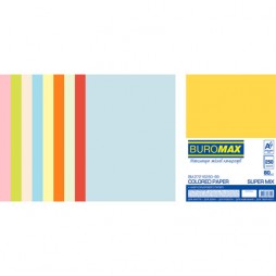 Папір  кольоровий  Buromax  А4, 250л./80г/м2,  SUPER MIX (10кольорiв*25листiв), BM.27216250-99