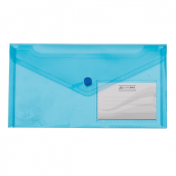 Папка-конверт Buromax TRAVEL, на кнопці, DL, глянсовий прозорий пластик, синя 3938