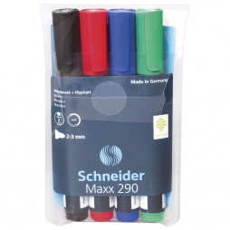 Набір маркерів для дощок та фліпчартів SCHNEIDER MAXX 290 2-3 мм, 4 кольори в блістері