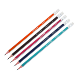 Олівець графітовий Buromax, НВ, трикутний, асорті, з гумкою, туба  ВМ 8510-10